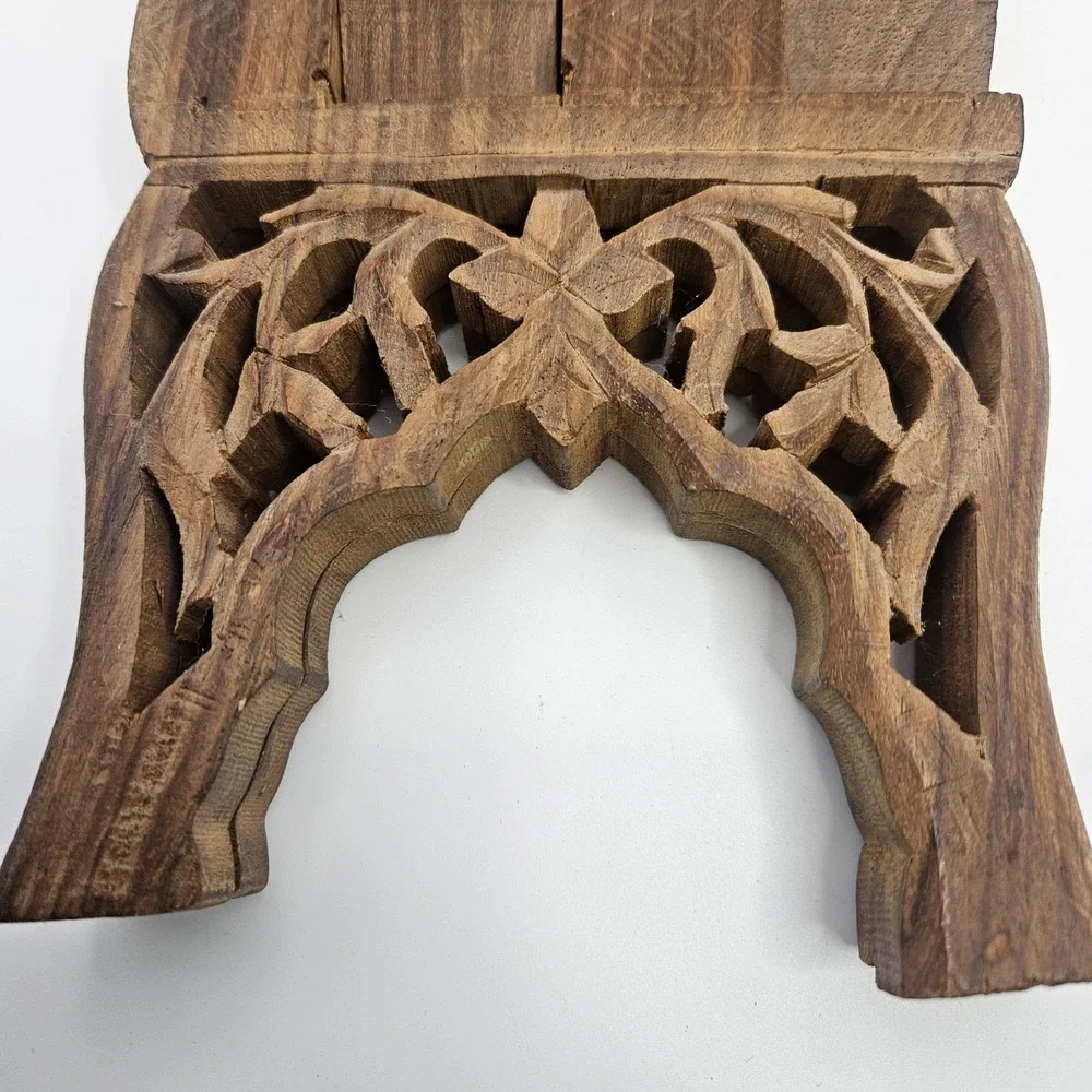 Vintage Shesham Wood Folding Book Stand Hand Carved Made in India Ornate